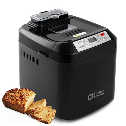 12-in-1 Automatic Bread Maker Machine – 2LB Capacity, Auto Fruit & Nut Dispenser, 13H Timer, 1H Keep Warm, Gluten-Free Settings & 3 Crust Colors
