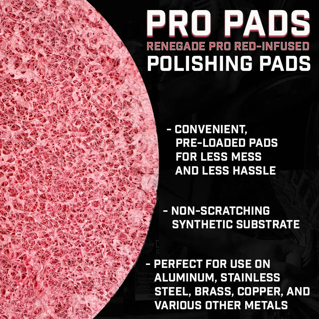 Renegade Products Pro Pads: Renegade Pro Red-Infused Polishing Pads (10 Count) - Synthetic Pads for Aggressive Cutting & Metal Polishing