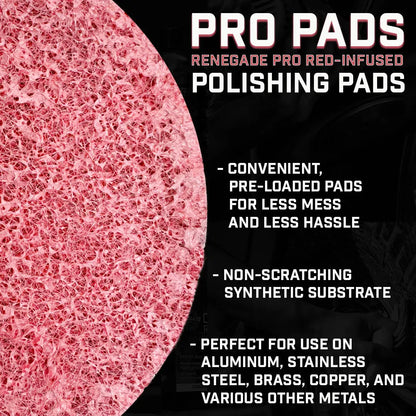 Renegade Products Pro Pads: Renegade Pro Red-Infused Polishing Pads (10 Count) - Synthetic Pads for Aggressive Cutting & Metal Polishing