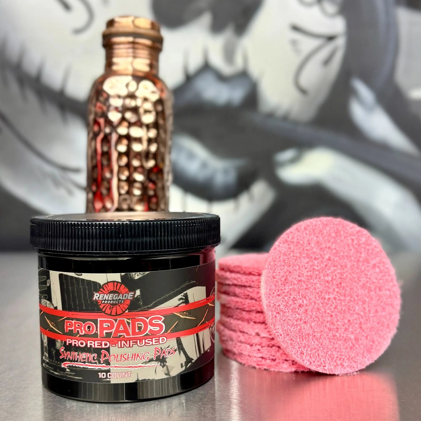 Renegade Products Pro Pads: Renegade Pro Red-Infused Polishing Pads (10 Count) - Synthetic Pads for Aggressive Cutting & Metal Polishing