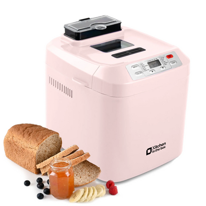 12-in-1 Automatic Bread Maker Machine – 2LB Capacity, Auto Fruit & Nut Dispenser, 13H Timer, 1H Keep Warm, Gluten-Free Settings & 3 Crust Colors